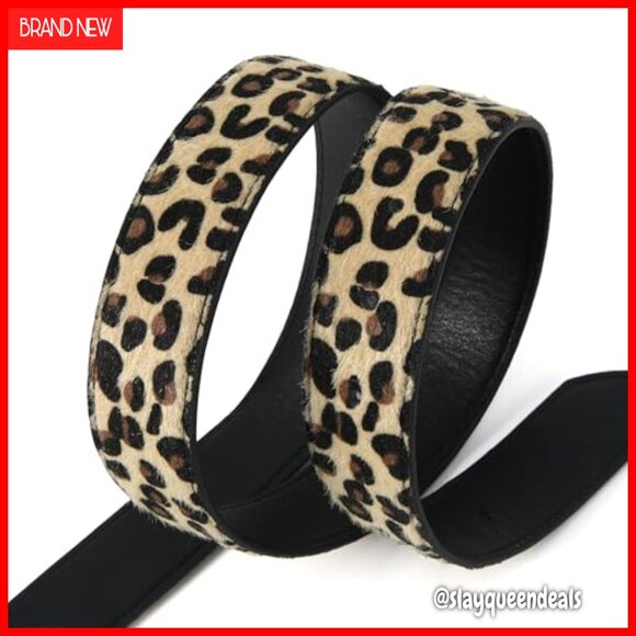 Suede Chunky Belt with Gold Buckle for Jeans Dresses main image 4